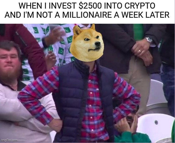 New traders invest in Crypto | image tagged in cryptocurrency,crypto,dogecoin | made w/ Imgflip meme maker