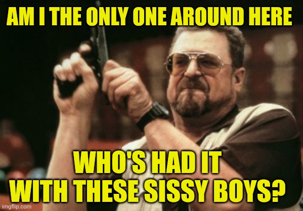 Am I The Only One Around Here | AM I THE ONLY ONE AROUND HERE; WHO'S HAD IT WITH THESE SISSY BOYS? | image tagged in memes,am i the only one around here | made w/ Imgflip meme maker