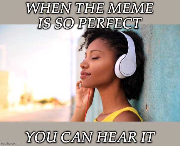 And they say you can't hear images . . .! | WHEN THE MEME IS SO PERFECT; YOU CAN HEAR IT | image tagged in music to my ears,listening,memes | made w/ Imgflip meme maker