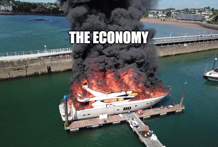 Peak Prosperity | THE ECONOMY | image tagged in economy,fire | made w/ Imgflip meme maker