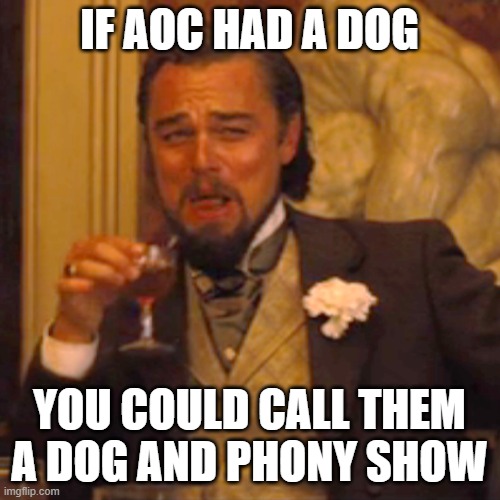 Laughing Leo Meme | IF AOC HAD A DOG YOU COULD CALL THEM A DOG AND PHONY SHOW | image tagged in memes,laughing leo | made w/ Imgflip meme maker