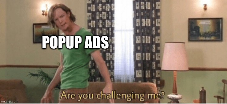are you challenging me | POPUP ADS | image tagged in are you challenging me | made w/ Imgflip meme maker