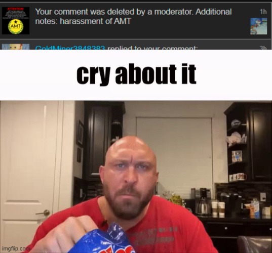 image tagged in cry about it | made w/ Imgflip meme maker