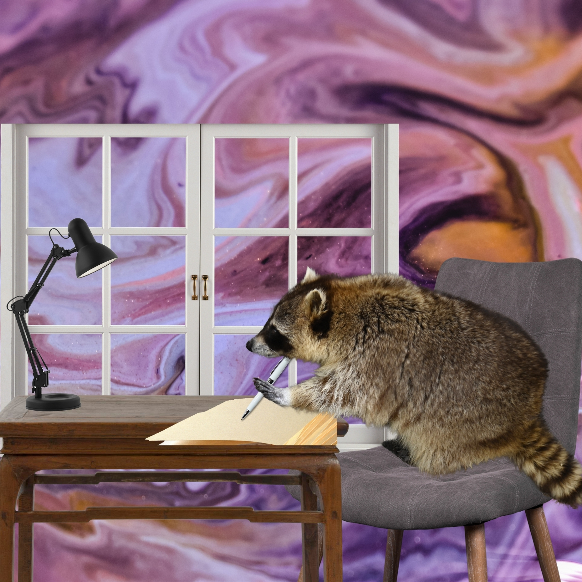 lo-fi raccoon Blank Meme Template