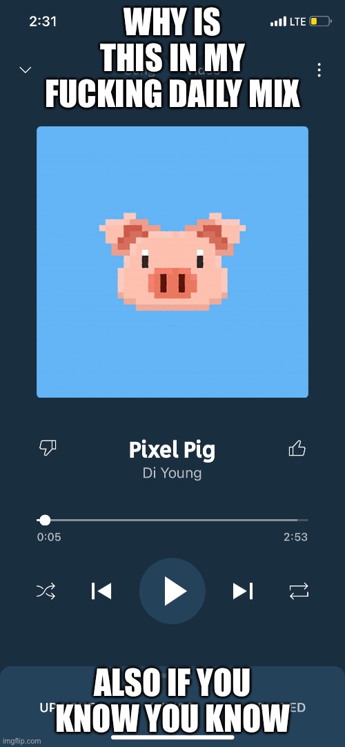 WHY IS THIS IN MY FUCKING DAILY MIX; ALSO IF YOU KNOW YOU KNOW | made w/ Imgflip meme maker