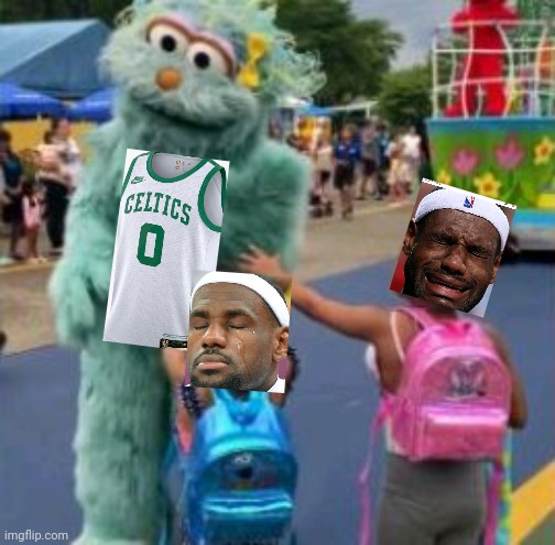 Celtics-loving Sesame Place Actor Makes LeBron James Cry | image tagged in celtics,sesame street,lebron james crying | made w/ Imgflip meme maker