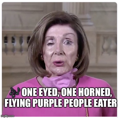 Purple people eater | 🎶 ONE EYED, ONE HORNED, FLYING PURPLE PEOPLE EATER | image tagged in drunken old b1tch,democrats,memes,gif,gifs,funny | made w/ Imgflip meme maker