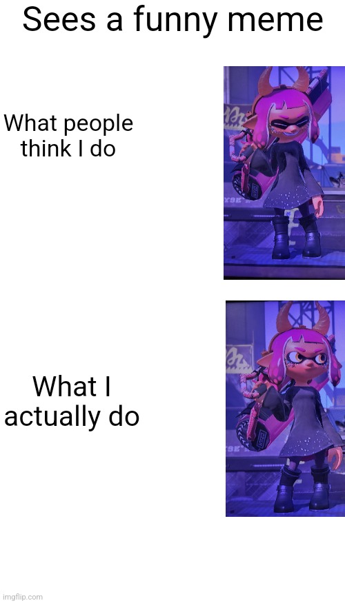 Blank Transparent Square Meme | Sees a funny meme What people think I do What I actually do | image tagged in memes,blank transparent square | made w/ Imgflip meme maker