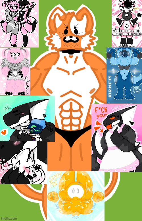 Collage Tribute to Pinkidiot, Credit to them for all this beautiful art | image tagged in bill the buff cat | made w/ Imgflip meme maker