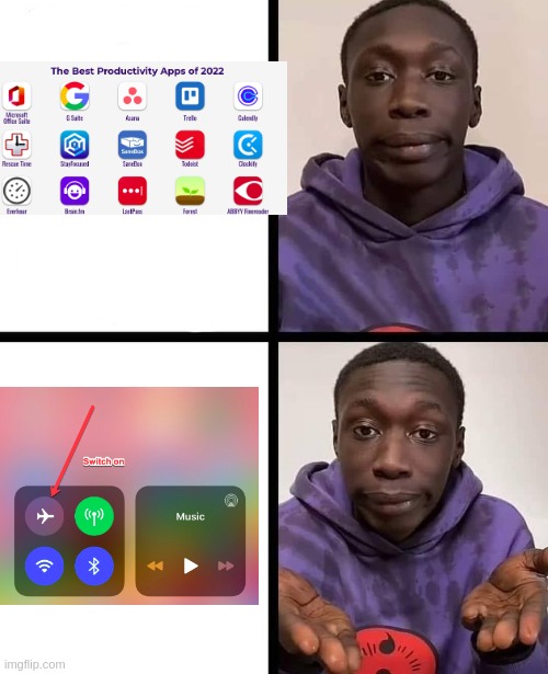 Productivity Apps | image tagged in khaby lame meme | made w/ Imgflip meme maker