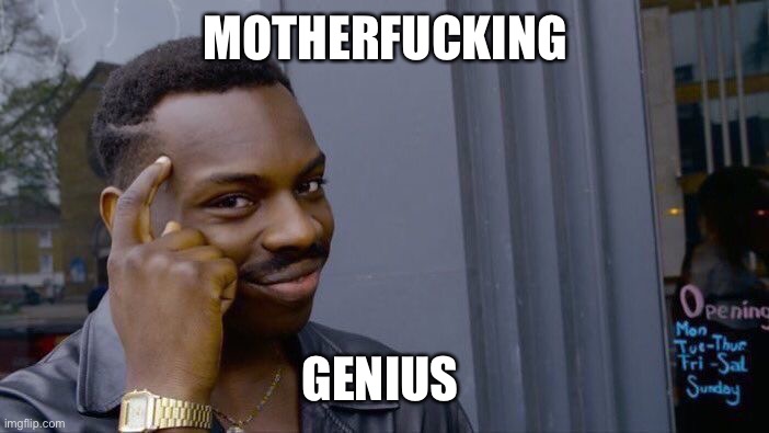 Roll Safe Think About It Meme | MOTHERFUCKING GENIUS | image tagged in memes,roll safe think about it | made w/ Imgflip meme maker