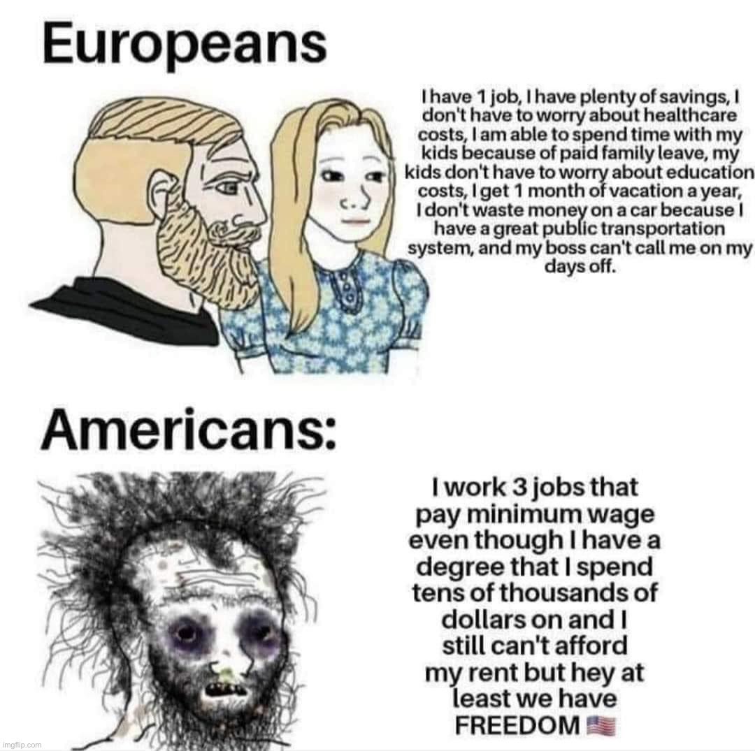 Europeans vs. America | image tagged in europeans vs america | made w/ Imgflip meme maker