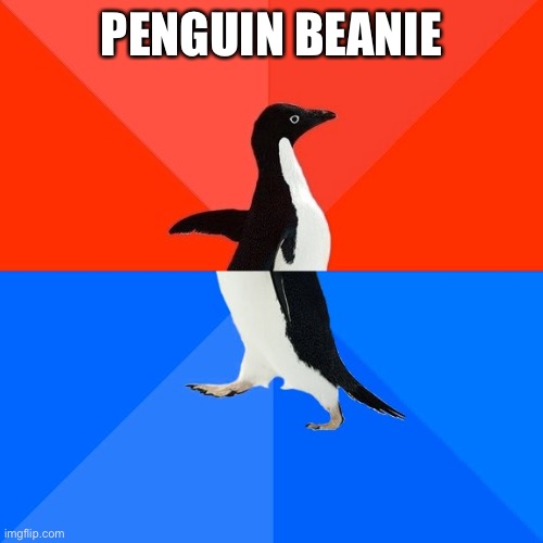 Socially Awesome Awkward Penguin Meme | PENGUIN BEANIE | image tagged in memes,socially awesome awkward penguin | made w/ Imgflip meme maker