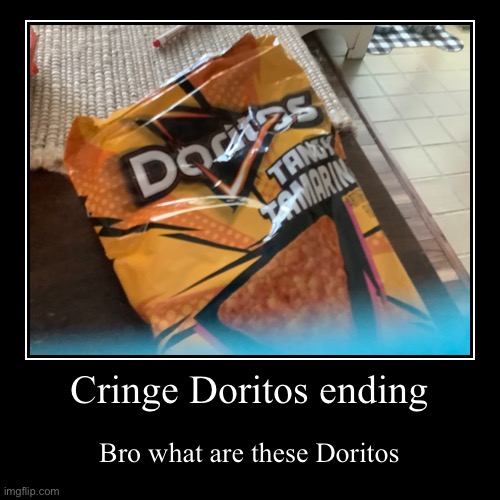 Cringe Doritos ending | Bro what are these Doritos | image tagged in funny,demotivationals | made w/ Imgflip demotivational maker