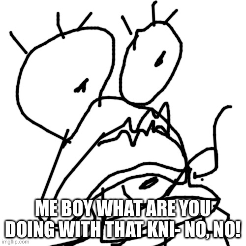 Blank Transparent Square | ME BOY WHAT ARE YOU DOING WITH THAT KNI- NO, NO! | image tagged in memes,blank transparent square | made w/ Imgflip meme maker