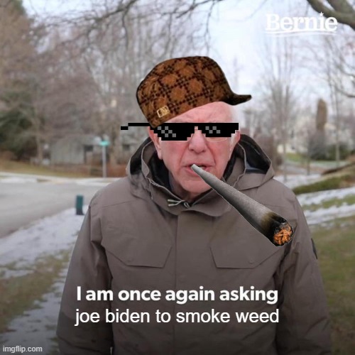 Bernie I Am Once Again Asking For Your Support | joe biden to smoke weed | image tagged in memes,bernie i am once again asking for your support | made w/ Imgflip meme maker