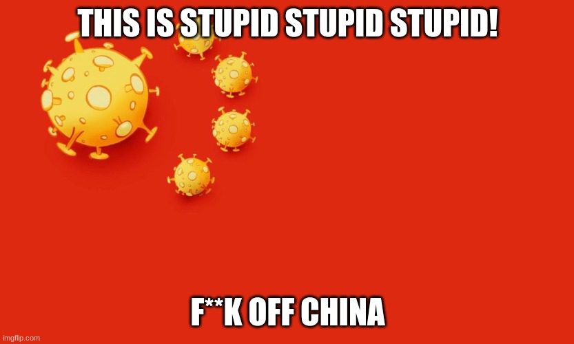 China Virus Flag | THIS IS STUPID STUPID STUPID! F**K OFF CHINA | image tagged in china virus flag | made w/ Imgflip meme maker