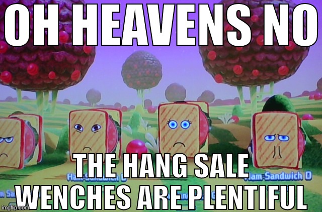 OH HEAVENS NO; THE HANG SALE WENCHES ARE PLENTIFUL | made w/ Imgflip meme maker