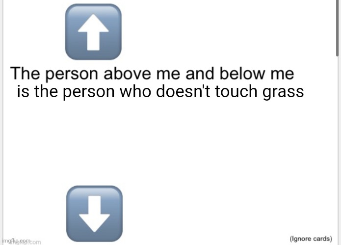 W | is the person who doesn't touch grass | image tagged in person above below | made w/ Imgflip meme maker