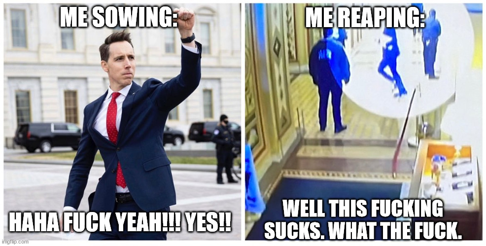 ME REAPING:; ME SOWING:; HAHA FUCK YEAH!!! YES!! WELL THIS FUCKING SUCKS. WHAT THE FUCK. | made w/ Imgflip meme maker