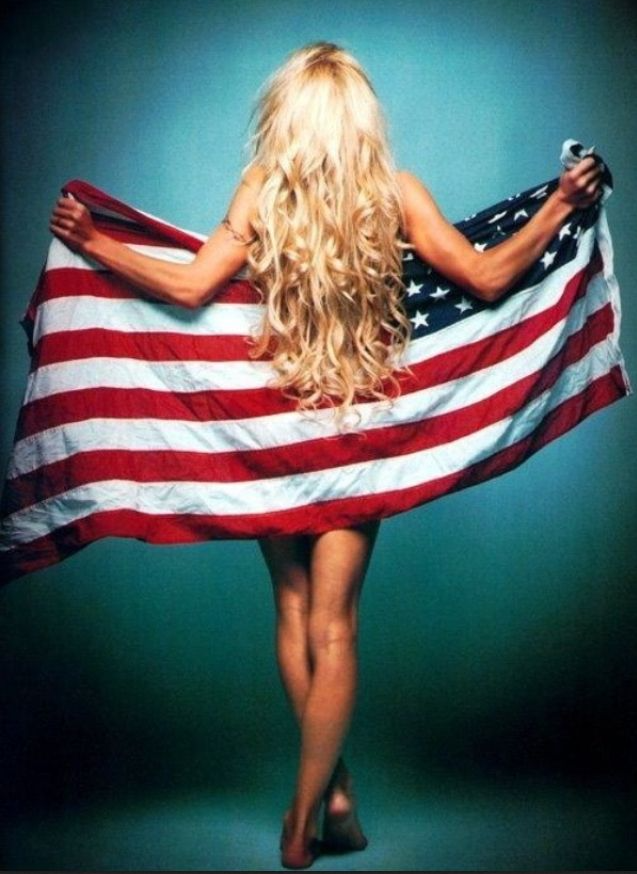 Patriotic Flag Girl woman Sexy USA America Blank Meme Template