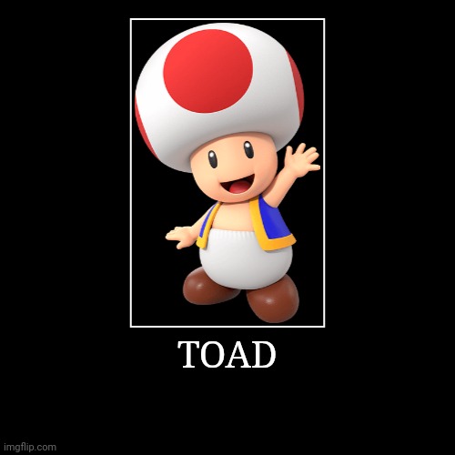 Toad | TOAD | | image tagged in demotivationals,super mario bros,toad | made w/ Imgflip demotivational maker