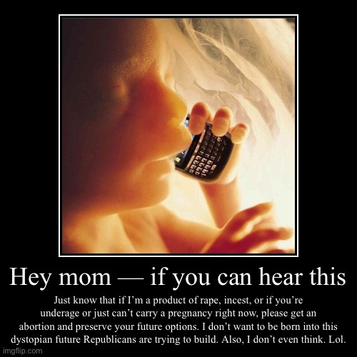 — Pro-Choice Fetus Speaks Out — | image tagged in funny,demotivationals,pro-choice,fetus,abortion,politics lol | made w/ Imgflip demotivational maker