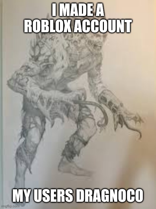 I MADE A ROBLOX ACCOUNT; MY USERS DRAGNOC0 | made w/ Imgflip meme maker