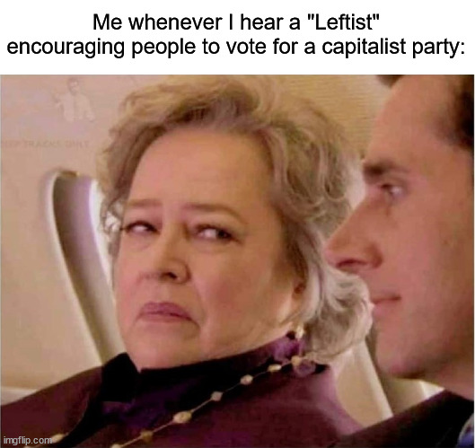 me when x | Me whenever I hear a "Leftist" encouraging people to vote for a capitalist party: | image tagged in me when x,capitalism,leftist | made w/ Imgflip meme maker