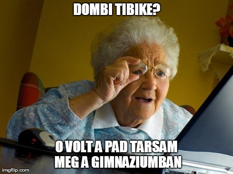 Grandma Finds The Internet | DOMBI TIBIKE? O VOLT A PAD TARSAM MEG A GIMNAZIUMBAN | image tagged in memes,grandma finds the internet | made w/ Imgflip meme maker