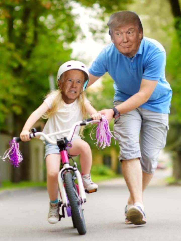 Trump teaches Joe how to ride bike Blank Meme Template
