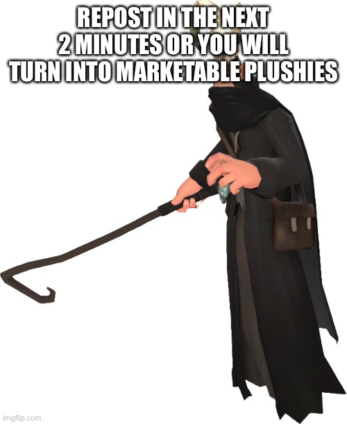 also gn | REPOST IN THE NEXT 2 MINUTES OR YOU WILL TURN INTO MARKETABLE PLUSHIES | image tagged in merasmus | made w/ Imgflip meme maker
