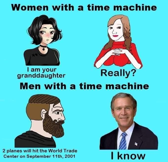 High Quality George W. Bush time machine Blank Meme Template