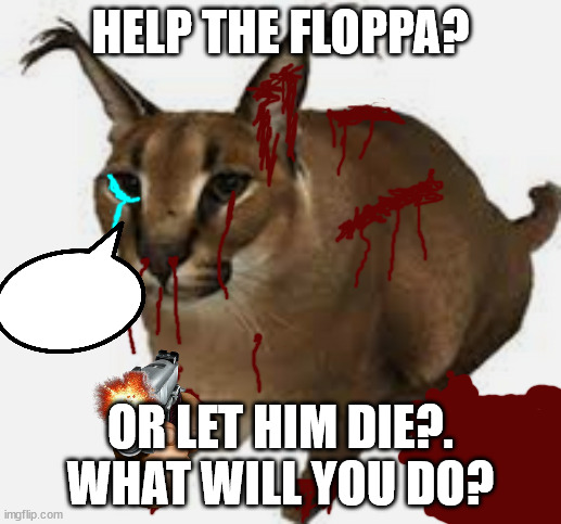 save floppa | HELP THE FLOPPA? OR LET HIM DIE?.
WHAT WILL YOU DO? | image tagged in cats | made w/ Imgflip meme maker