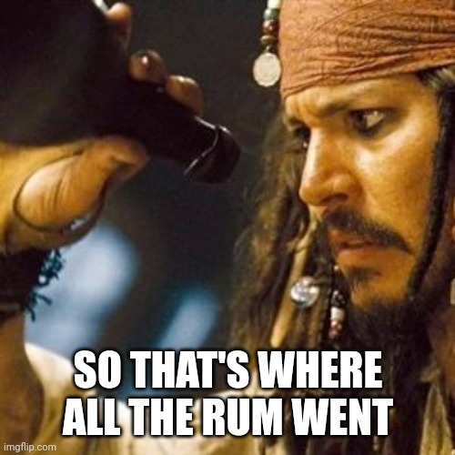 Why is the Rum Always Gone? | SO THAT'S WHERE ALL THE RUM WENT | image tagged in why is the rum always gone | made w/ Imgflip meme maker