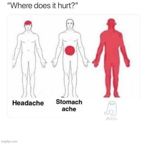 Where does it hurt | Amo- | image tagged in where does it hurt,amogus | made w/ Imgflip meme maker