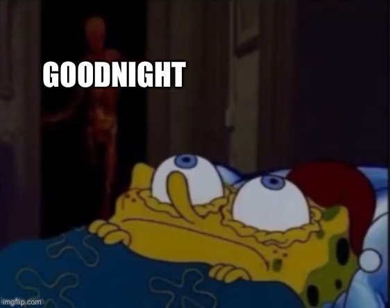 spongebob trying to sleep | GOODNIGHT | image tagged in spongebob trying to sleep | made w/ Imgflip meme maker