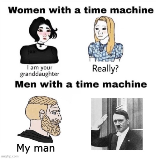 Bois be like: |  My man | image tagged in men with a time machine | made w/ Imgflip meme maker