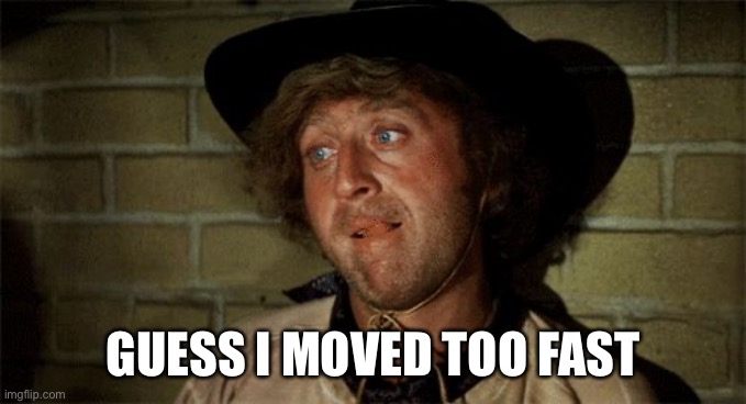 Gene Wilder | GUESS I MOVED TOO FAST | image tagged in gene wilder | made w/ Imgflip meme maker