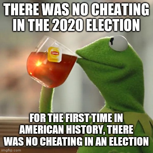 But That's None Of My Business Meme | THERE WAS NO CHEATING IN THE 2020 ELECTION FOR THE FIRST TIME IN AMERICAN HISTORY, THERE WAS NO CHEATING IN AN ELECTION | image tagged in memes,but that's none of my business,kermit the frog | made w/ Imgflip meme maker