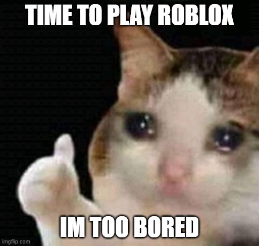 im bout to hop in recoil | TIME TO PLAY ROBLOX; IM TOO BORED | image tagged in sad thumbs up cat | made w/ Imgflip meme maker