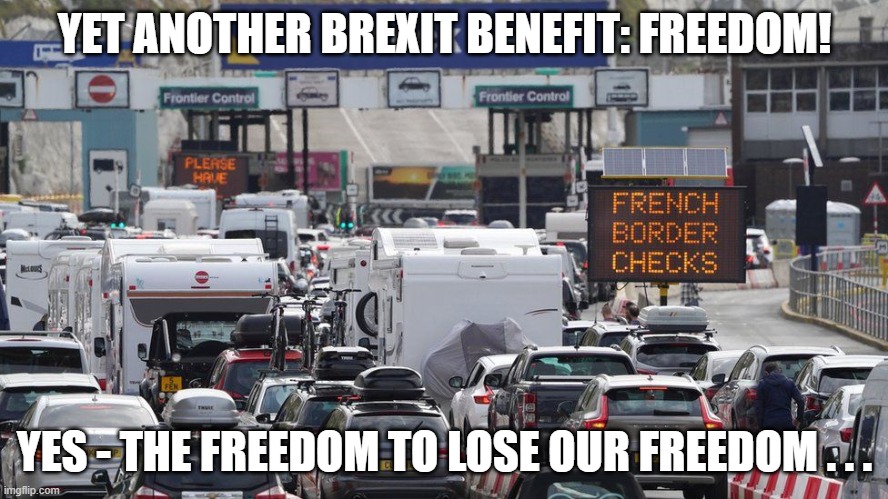 freedom | YET ANOTHER BREXIT BENEFIT: FREEDOM! YES - THE FREEDOM TO LOSE OUR FREEDOM . . . | image tagged in traffic jam | made w/ Imgflip meme maker