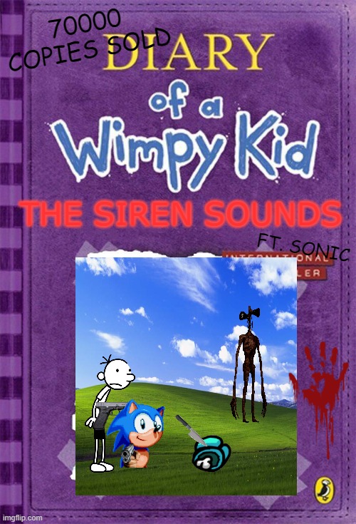 part 1 | 70000 COPIES SOLD; THE SIREN SOUNDS; FT. SONIC | image tagged in diary of a wimpy kid cover template | made w/ Imgflip meme maker