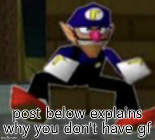 wah male | post below explains why you don't have gf | image tagged in wah male | made w/ Imgflip meme maker