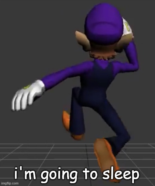 Waluigi Running | i'm going to sleep | image tagged in waluigi running | made w/ Imgflip meme maker