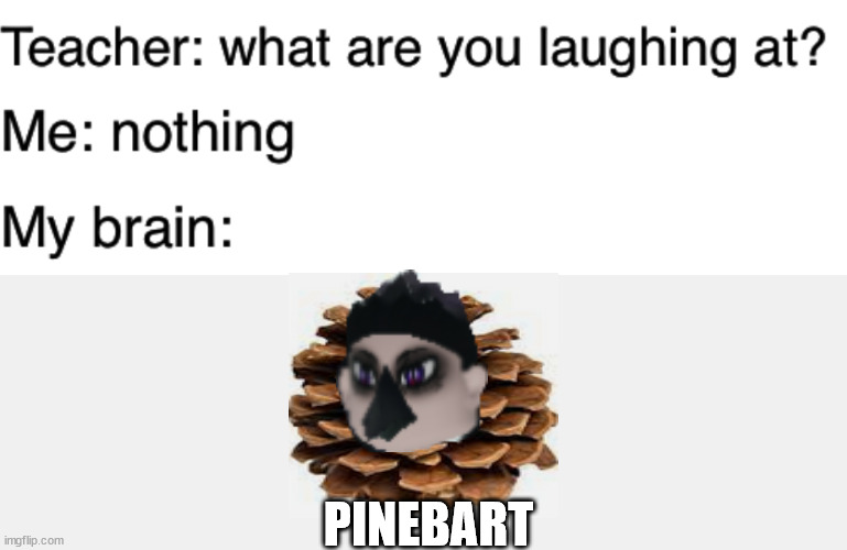 pine cone crow man | PINEBART | image tagged in teacher what are you laughing at,pine cone,why are you reading the tags,stop reading the tags,random | made w/ Imgflip meme maker