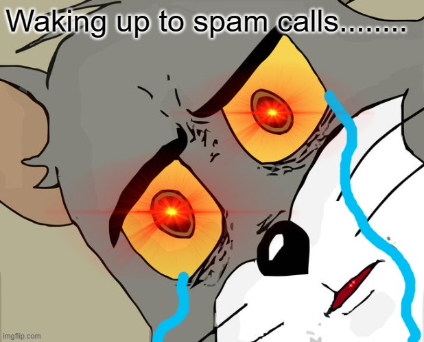 Unsettled Tom Meme | Waking up to spam calls........ | image tagged in memes,unsettled tom | made w/ Imgflip meme maker