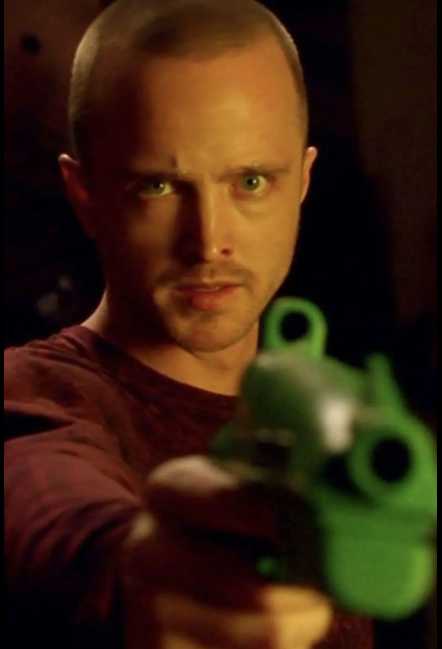 Jesse Pinkman holding a gun Blank Meme Template