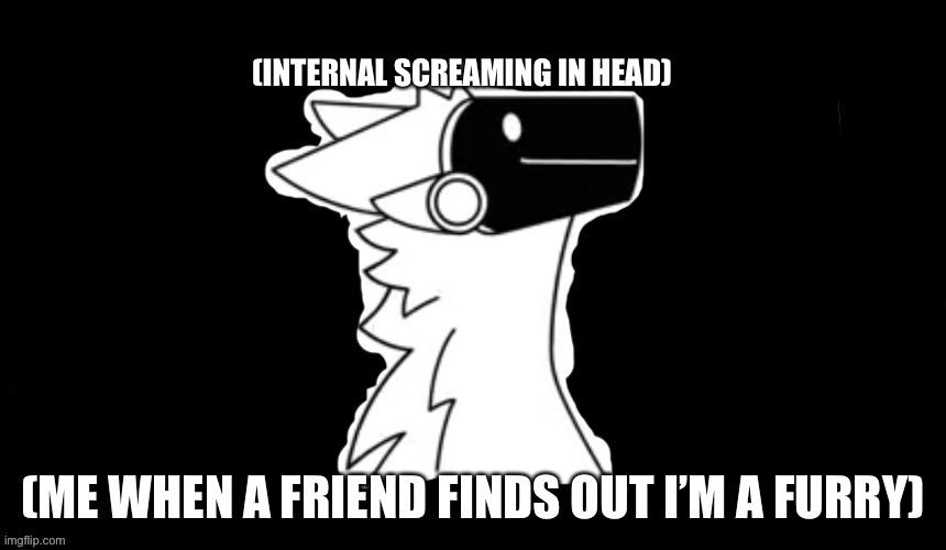 When your friend finds out your a furry | (INTERNAL SCREAMING IN HEAD); (ME WHEN A FRIEND FINDS OUT I’M A FURRY) | image tagged in protogen but dark background | made w/ Imgflip meme maker