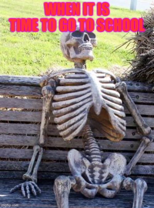 Waiting Skeleton | WHEN IT IS TIME TO GO TO SCHOOL | image tagged in memes,waiting skeleton | made w/ Imgflip meme maker